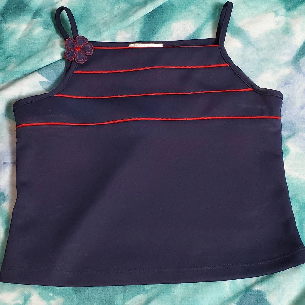 Navy blue 70s crop top
